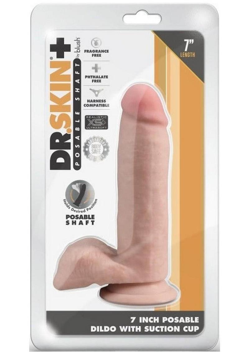 Dr. Skin Plus Gold Posable Dildo w/Balls - Vanilla