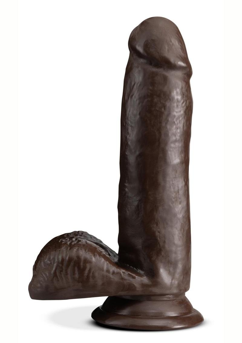 Dr. Skin Plus Gold Collection Posable Dildo with Balls and Suction Cup 7in - Chocolate - Imagen 3