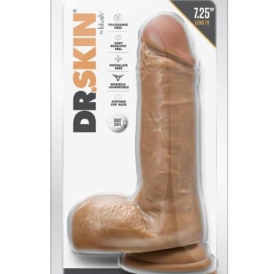 Dr. Skin Silver Collection Dr. Paul Dildo with Balls and Suction Cup 7.25in - Caramel