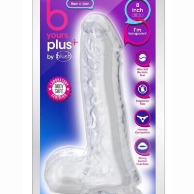 B Yours Plus Ram n' Jam Realistic Dildo w/Balls 8in - Clear