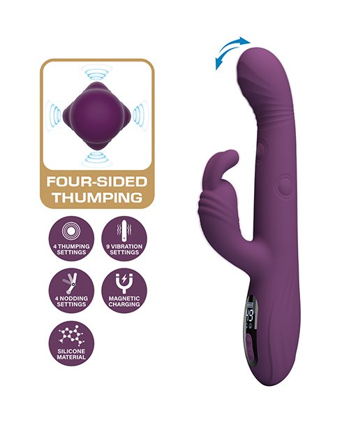 Pretty Love Dee Vibrador Rabbit Multifunción con Pantalla LED 9,4″ Morado - Imagen 3