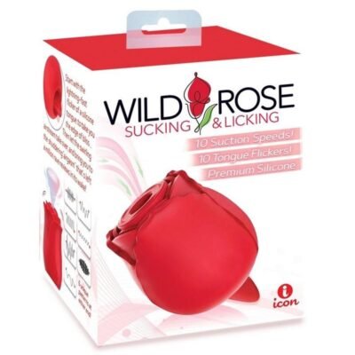 Icon Brands Wild Rose Vibrador de Succión y Lengua 3,75″ Rojo