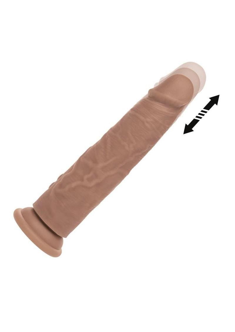 Studs Vibrating & Thrusting Silicone Dildo 6.5in - Caramel - Imagen 2