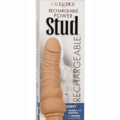 Power Stud Curvy Silicone Vibrating Dong - Vanilla