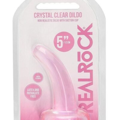 RealRock Crystal Clear Non-Real Dildo w/Suction 4.7in - Pink
