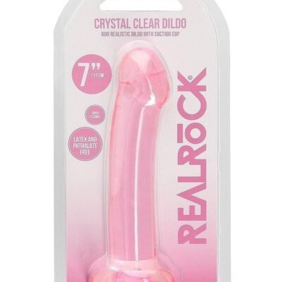 RealRock Crystal Clear Non-Real Dildo w/Suction 6.7in - Pink