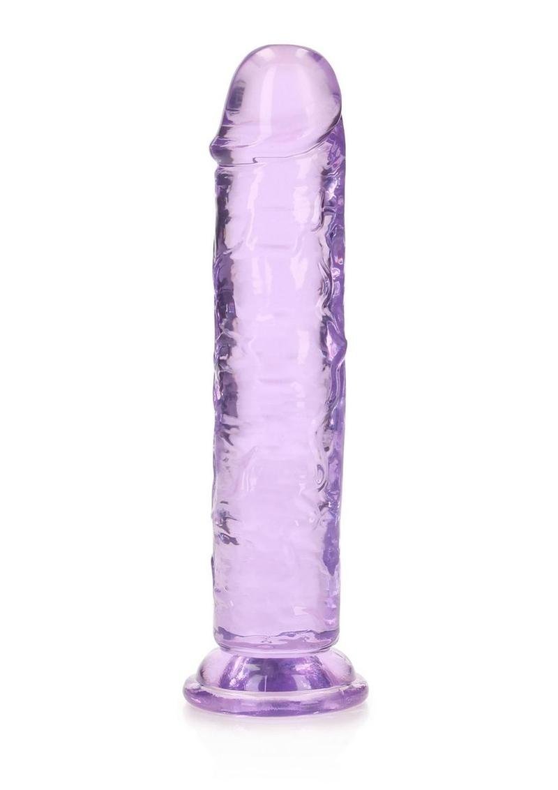 RealRock Crystal Clear Straight No Balls Dildo 7in - Purple - Imagen 2