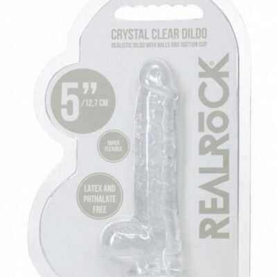 RealRock Crystal Clear Realistic Dildo w/Balls 5in - Clear