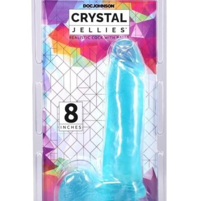 Doc Johnson Crystal Jellies - Dildo Realístico con Ventosa 8" - Verde azulado
