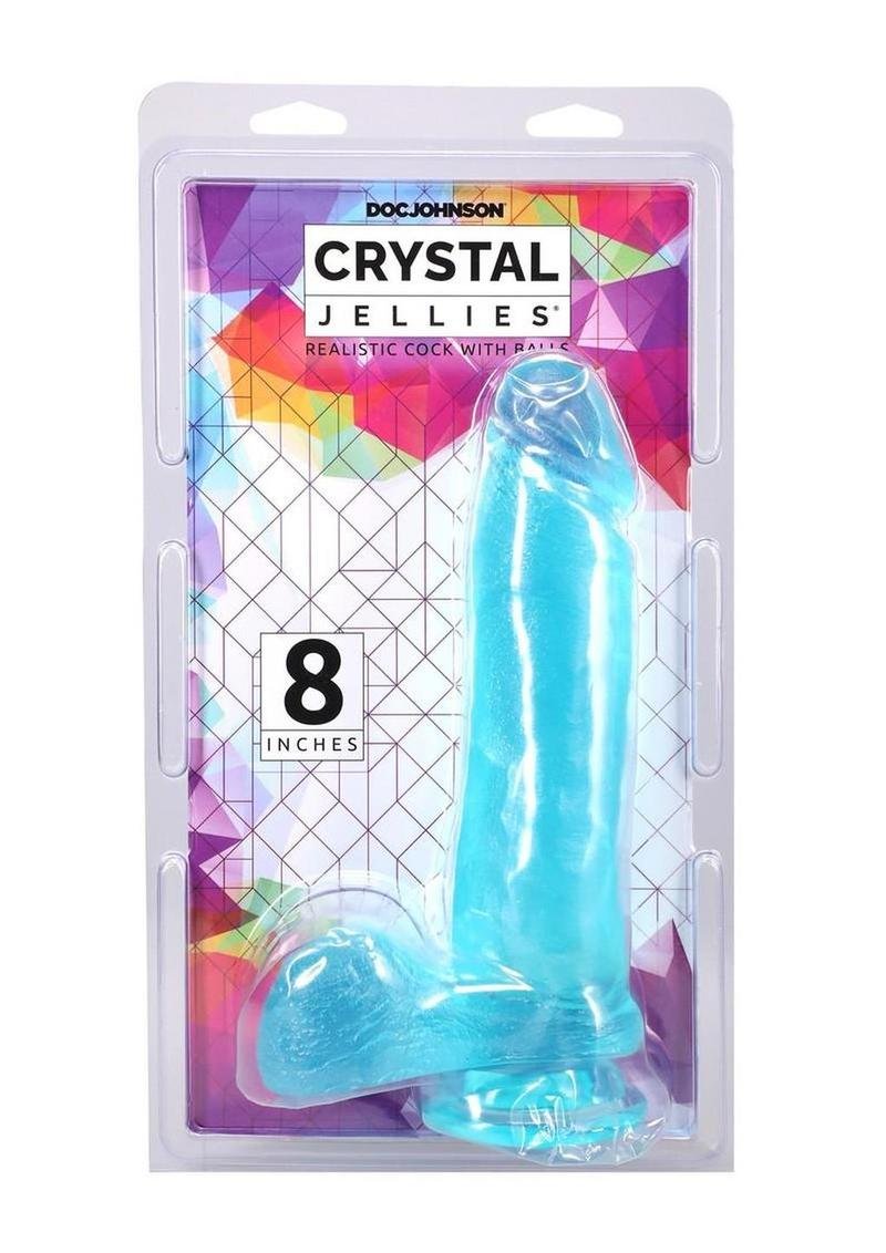 Doc Johnson Crystal Jellies - Dildo RealĂstico con Ventosa 8" - Verde azulado